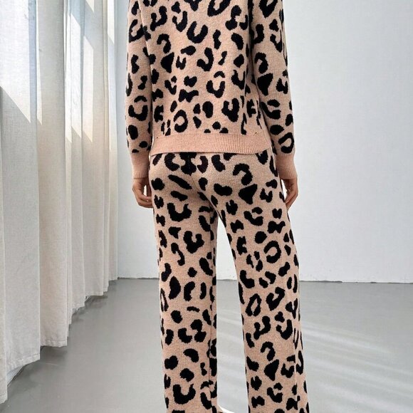 Multicolor Casual Women's Leopard Print Loose 2-Piece Set - Picture 2 of 7